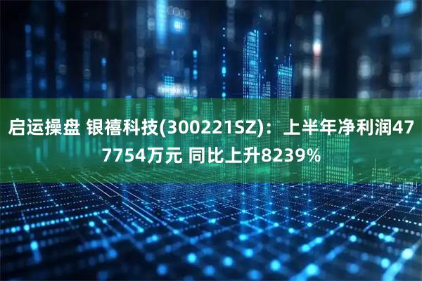 启运操盘 银禧科技(300221SZ)：上半年净利润477754万元 同比上升8239%